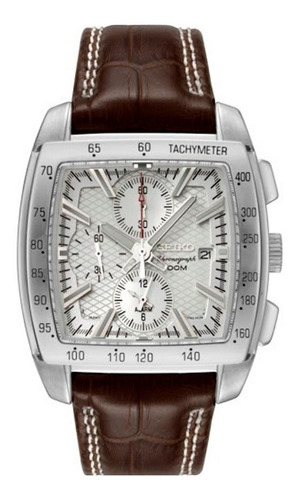Reloj Seiko Quartz Cronógrafo Hombre Malla De Cuero Snac27