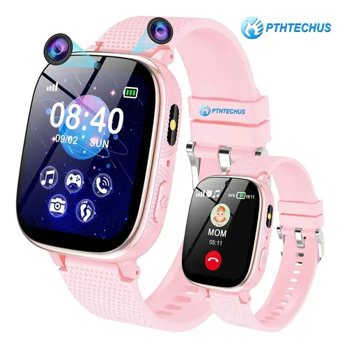 Reloj Inteligente,pthtechus Cámara Dual Smartwatch Infantil,con Llamadas Y Sos Llame Compatible 2gsim Con Juegos,audiolibros,música,calculadora,seguimiento De Hábitos Adecuado Para Niños Y Niñas Rosa1