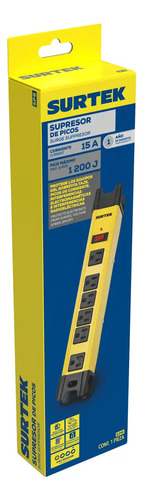 Multicontacto 6 Entradas 1200j Cable 90cm Surtek Sp6