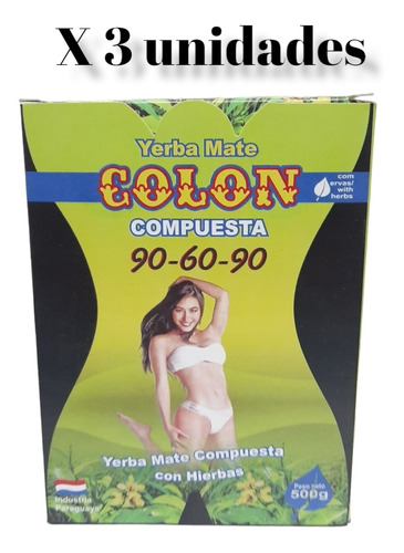 Yerba Mate Colon 90.60.90adelgazante X 3 Unidades