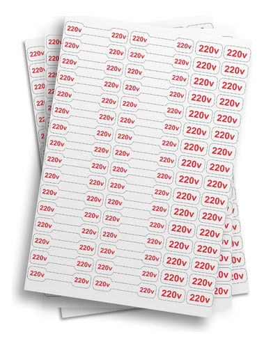 Etiquetas Adesivos De Voltagem 220v Fios E Cabos Cartela Cor Vermelho Desenho impresso 220 Volts
