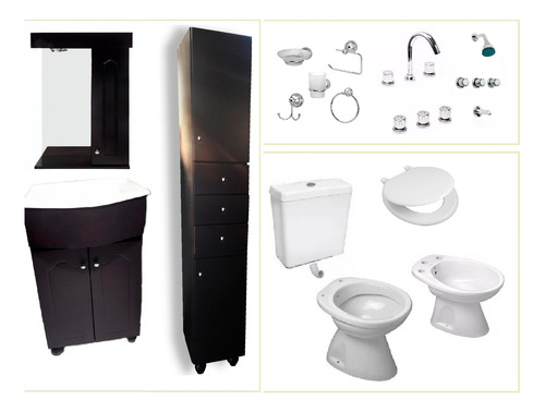 Combo Baño Completo Griferias Inodoro Vanitory C37 P