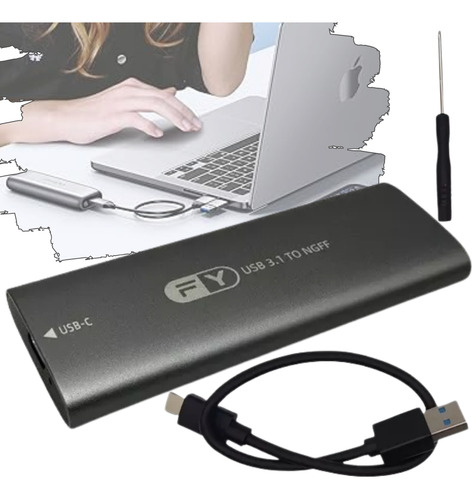 Case Externo Para Ssd M2 Adaptador Tipoc Usb 3.1 Gaveta 10g