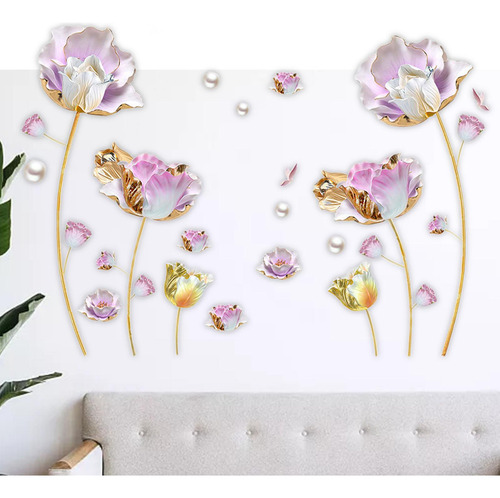 2 Pegatinas De Pared De Flores, Calcomanías Artísticas