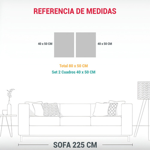 80x50cm Cuadro Ciudad Cubista En Dos Cuadros Bastidor Madera