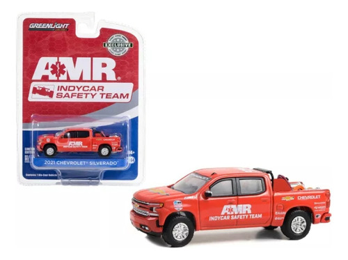 Greenlight 1:64 2021 Chevrolet Silverado Pickup Rojo Amr