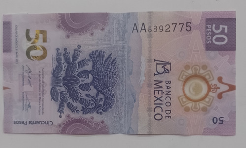 Billete De $50  De Ajolote Seriado Aa 