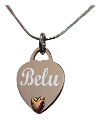 Medalla Acero Quirúrgico Oro 16x19mm Cadena Clapton Corazón Color Plateado