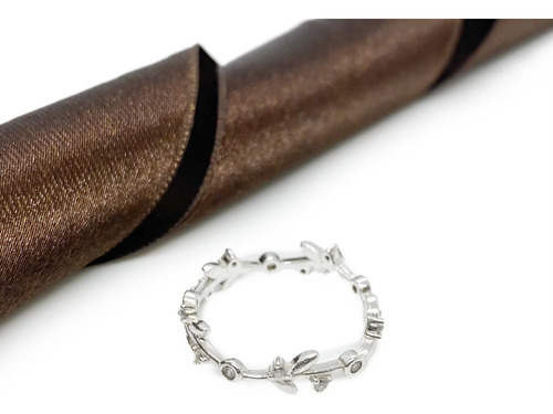 Anillo Laureles Hojas Cristales Plata 925 T:17 Plateado 17