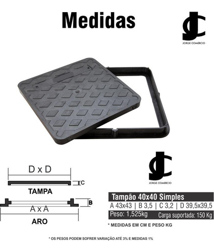 Tampa De Pvc Para Gordura Esgoto Elétrica 40x40 Simples