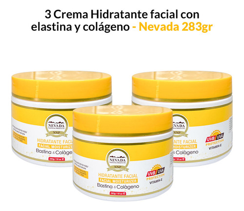 3 Crema Hidratante Facial Con Elastina Y Colágeno 283g