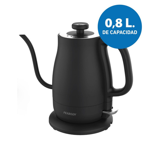 Imagen 6 de 9 de Pava Eléctrica Peabody Barista Con Jarra De Vidrio Y Reloj Color Negro