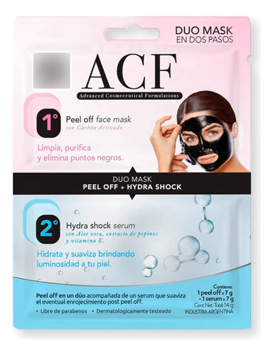 Mascarilla Facial Acf Duo Mask Peel + Serum 14 Gr