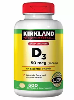 Vitamina D3 Kirkland 2000 Ui - 600 Capsulas Importado Usa