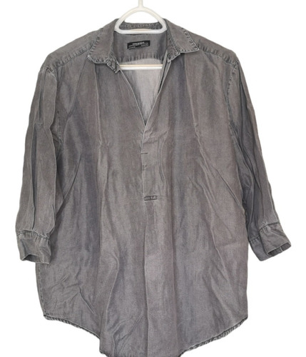 Camisa Manga 3/4 Gris Zara Talla L