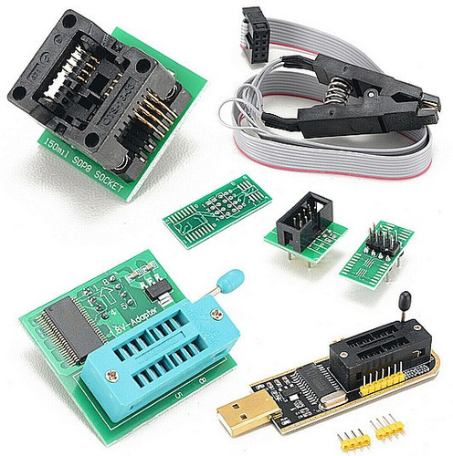 Imagen 2 de 10 de Programador Eprom Bios-usb Ch341a+soic8+clip-pinza+adapt 1.5