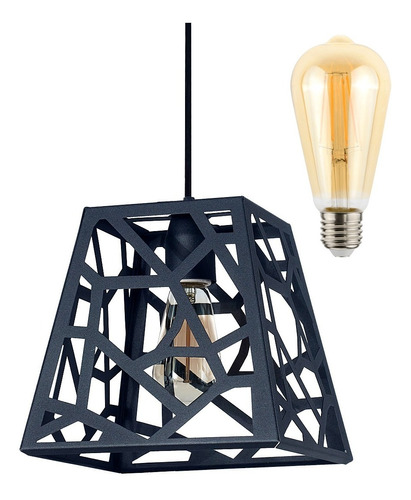 Lampara Colgante Metal Calada Merida Ferrolux + Edison Led