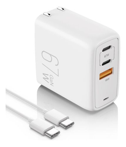 Elegrp Cubo De Carga Usb C Gan De 67 W, Doble Puerto Pd Powe