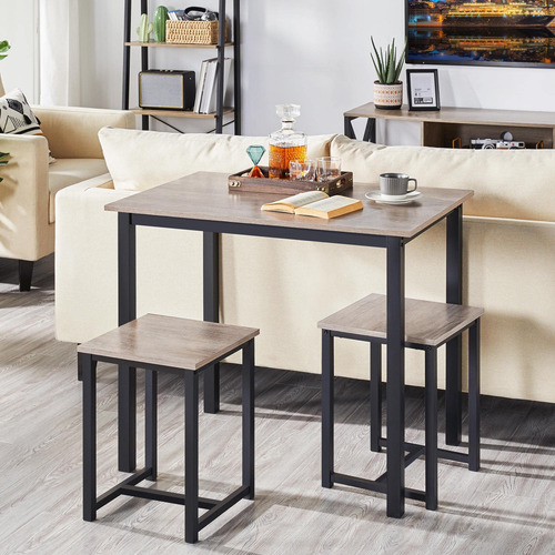 Juego De Mesa De Comedor 3 Piezas Para 2 Personas Color Gris