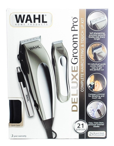 Imagen 7 de 9 de Wahl Deluxe Kit Maquina Cortar Pelo + Patillera + 21 Piezas
