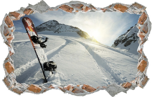Adesivo Buraco Snowboard Esporte Radical Montanhas Neve 3d