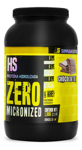 Proteína Whey Hidrolizada Zero Hs 1 Kg Sabores Hiper Sport Chocolate
