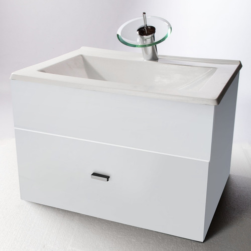 Imagen 4 de 6 de Combo Vanitory Colgante 60cm Griferia Cascada Espejo