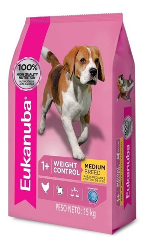 Imagen 1 de 2 de Alimento Eukanuba Weight Control para perro adulto de raza mediana sabor mix en bolsa de 15 kg