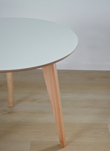Imagen 4 de 5 de Mesa Comedor Redonda Blanca Nordica Diseño Paraiso Madera