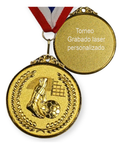 Medalla Grande Oro Metalica Futbol Personalizada Laser 65 Mm