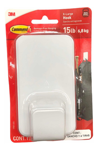 Gancho Command Multiuso Xxl Extra Fuerte Carga Máxima 6.8kg