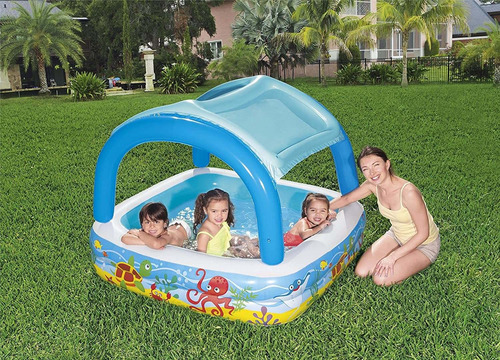 Pileta inflable cuadrada Bestway 52192 de 140cm x 140cm x 114cm 265L multicolor