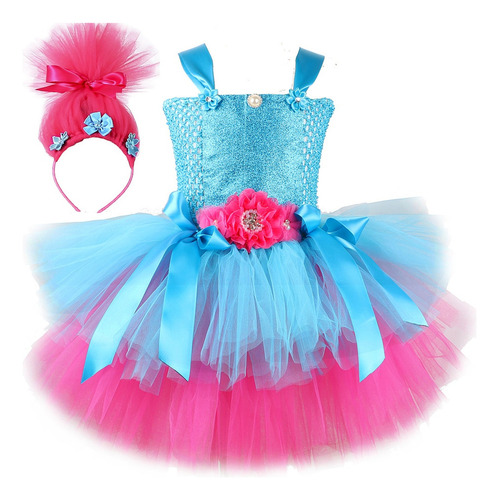 Vestido De Tutú Trolls Para Niñas, Disfraz De Princesa Poppy