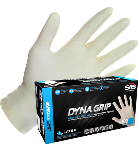 Safety 6501001 Dyna Grip Guantes Desechables De Látex,...