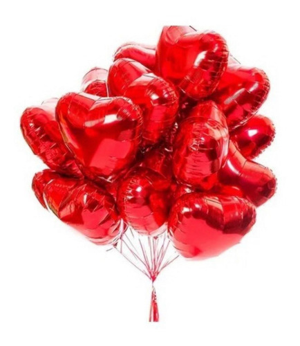 100 Balão Metalizados Coração 45cm Vermelho
