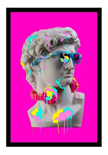 Quadro Estátua David Michelangelo Com Óculos 40x60cm