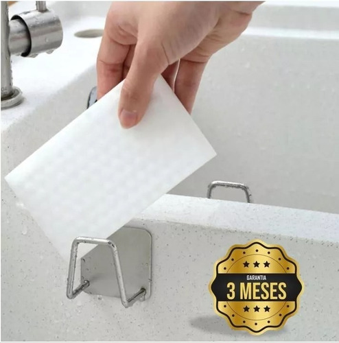 Soporte Esponja Lavaplatos Acero Inox + Adhesivo,organizador