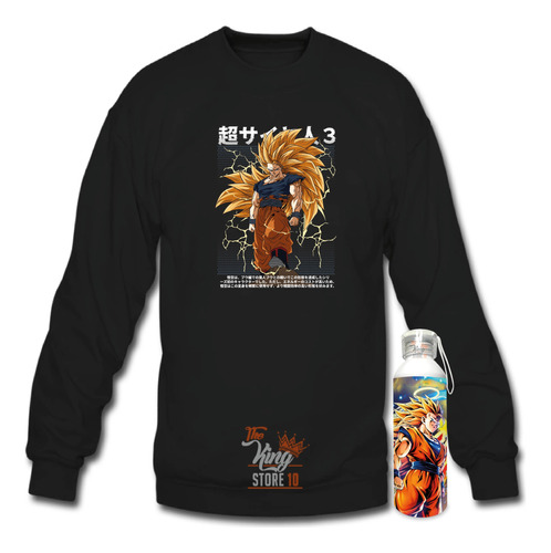 Poleron Polo + Botella, Goku Super Saiyajin 3, Anime, Dragon Ball, Xxl