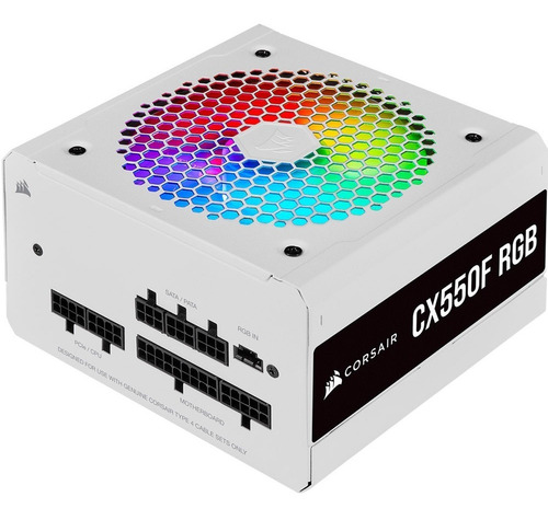 Fonte Corsair Cx550f Rgb 550w, 80 Plus Bronze Modular Branca Cor Branco 110V/220V