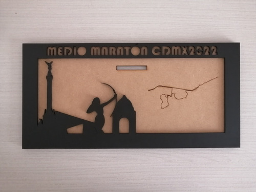 Medallero Del Medio Maratón Cdmx 2022 19x14 Cm Mdf