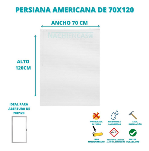 Persiana Americana Cortina Pvc De 0.70 X 1.20 Nachiencasa