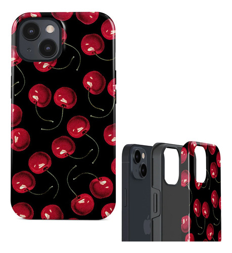 Funda Doble Capa Para iPhone Carcasa Diseño Cherries Cerezas