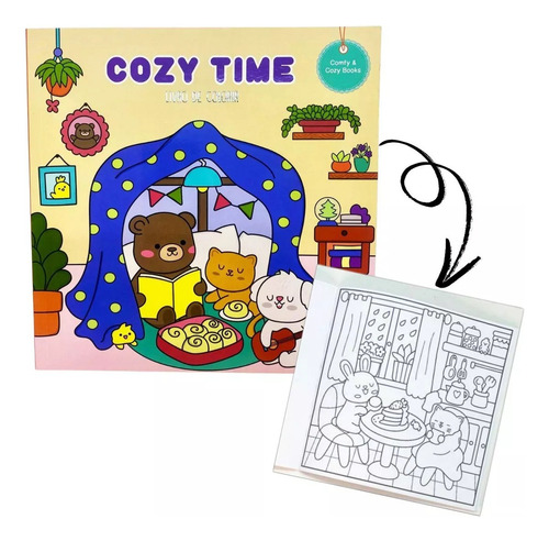 Kit Livro De Colorir +lapis 24 Cores Bobbie Goods Cozy Time