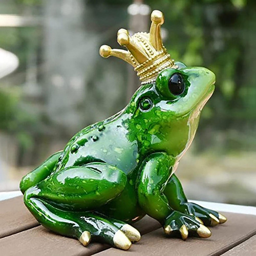 Para Figuras De Corona Con Rana Verde Divertida Y