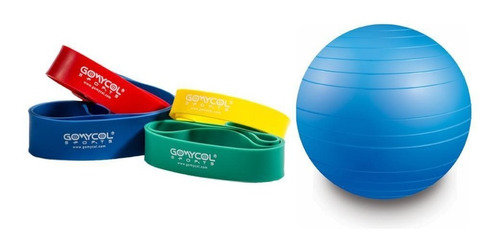 Kit De 4 Bandas Elasticas Cerradas + Balon Ejercicios 45cm