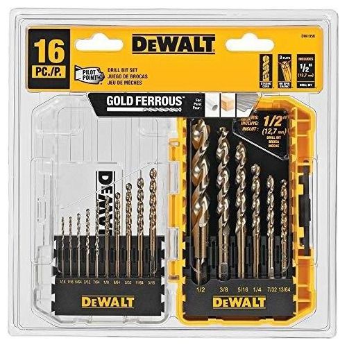 Dewalt - Dew-dw1956 Juego De Brocas Con Punta Piloto, 16 Pie