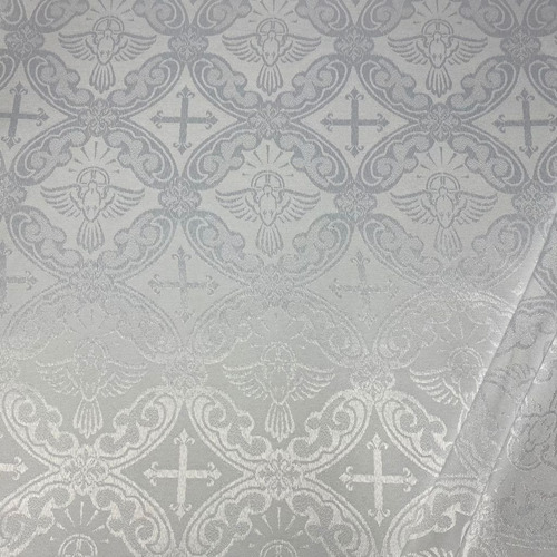 Tecido Jacquard Litúrgico Para Igreja Altar Cruz 2 Metros Desenho Do Tecido Pombo Branco