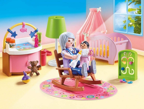 Imagem 2 de 4 de Playmobil Quarto Do Bebê Berçário Vovò Neto Dollhouse 70210