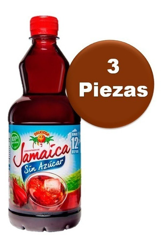 Concentrado De Jamaica Líquido Sin Azúcar 700 Ml 3 Pzas