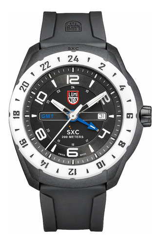 Reloj Luminox Sxc Correa De Goma Esfera Negra Bisel Blanco